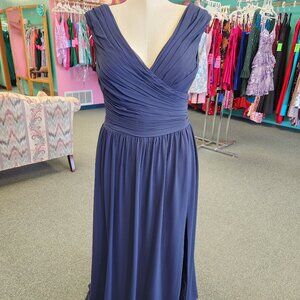 Gather & Gown 528 Size 28 Navy Blue Chiffon Bridesmaid Dress Prom Evening Gown